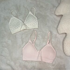 Primark Women's Pink and White Floral Bralette Set